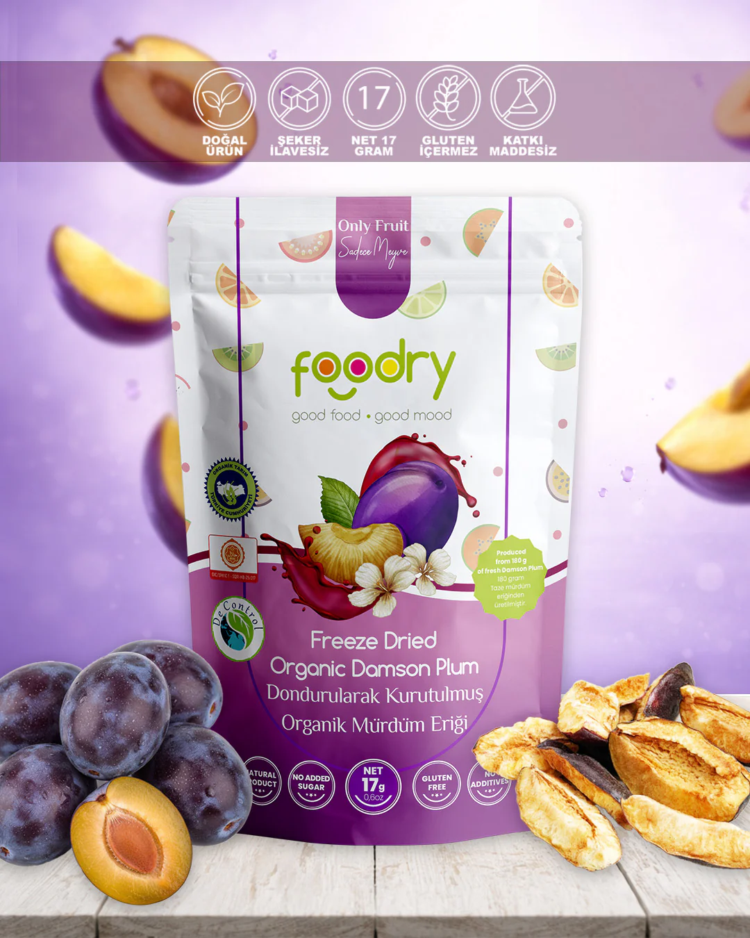 Freeze Dried Organic Damson Plum - 17 gr