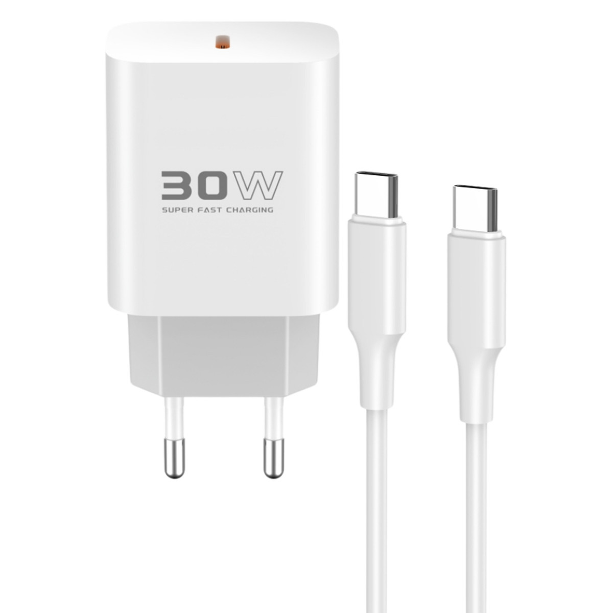 Konfulon C87C 30W Type-C Output with Extra DL51 1M Type-C to Type-C Cable PD Charger - White