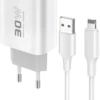 Konfulon C89Q PD Charger with 1 x 30W Type-C and 1 x 22.5W USB Output, Plus an Extra DL48 1M USB to Lightning Cable - White