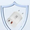 Konfulon C89Q PD Charger with 1 x 30W Type-C and 1 x 22.5W USB Output, Plus an Extra DL48 1M USB to Lightning Cable - White