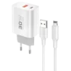 Konfulon C89Q PD Charger with 1 x 30W Type-C and 1 x 22.5W USB Output, Plus an Extra DL48 1M USB to Lightning Cable - White