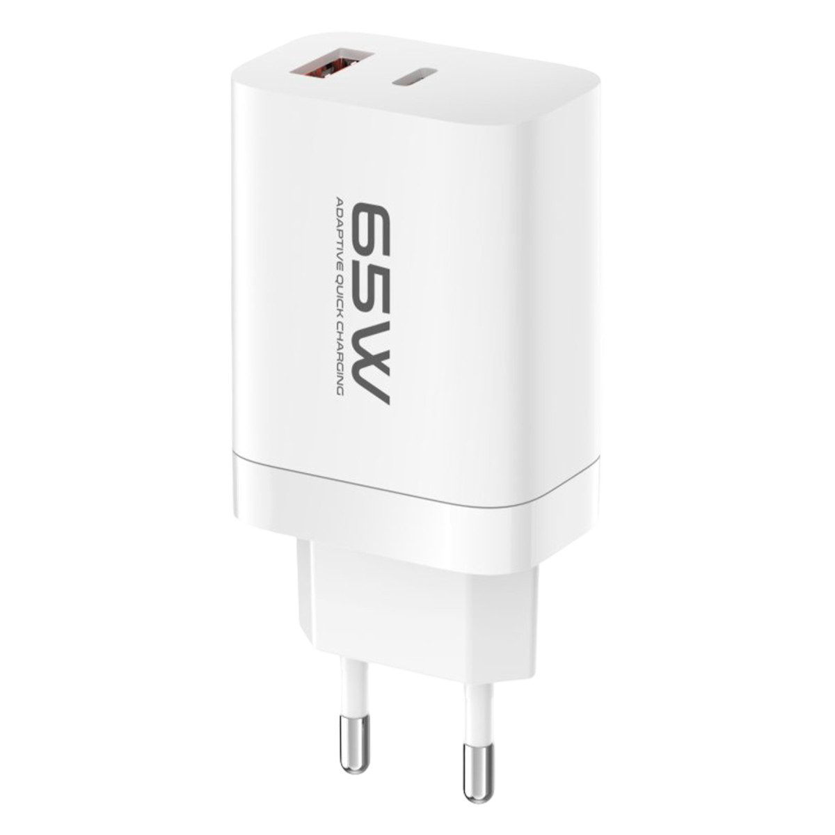 Konfulon C99Q 65W PD-Enabled Type-C and USB Dual-Port Fast Charging Adapter - White