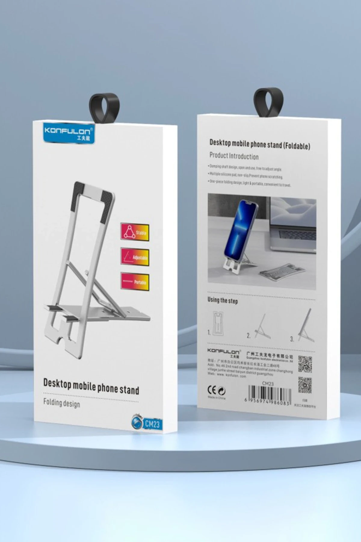 Konfulon CM23 Adjustable Folding Desktop Phone Holder - Silver