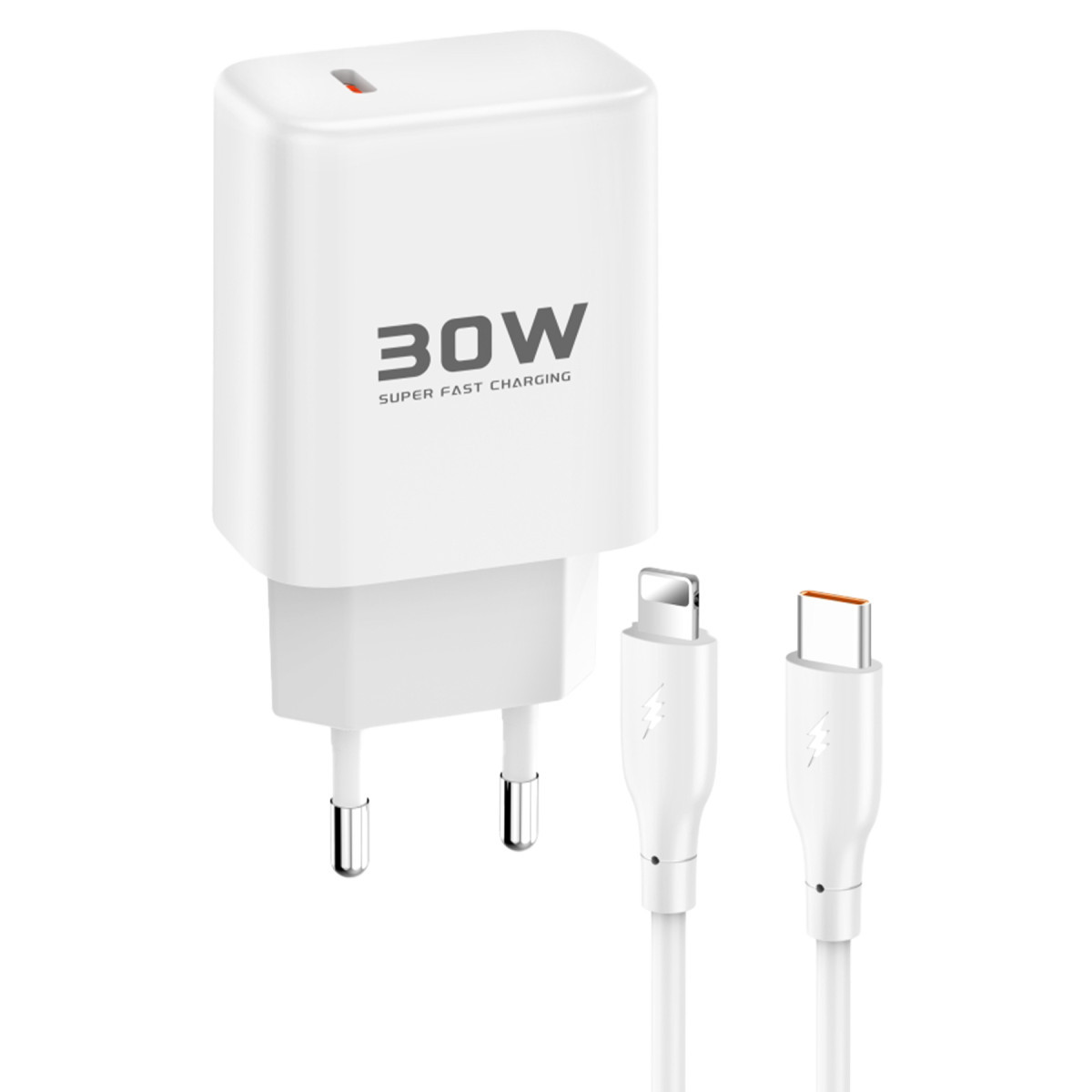 Joko JK89 30W Type-C Output with Extra DC66 1M Type-C to Lightning Cable PD Charger - White
