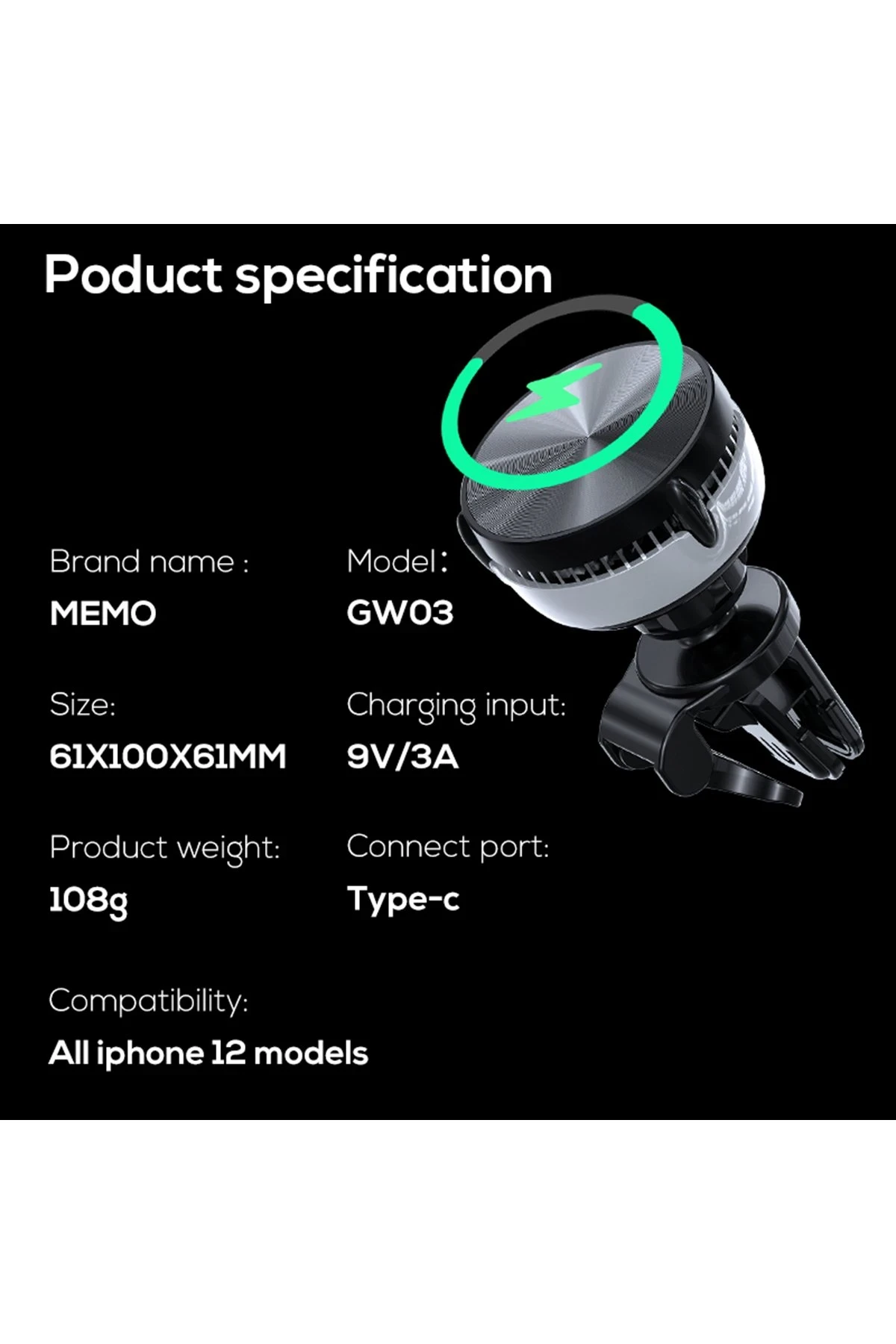 Newface Memo GW03 MagSafe Car Mount