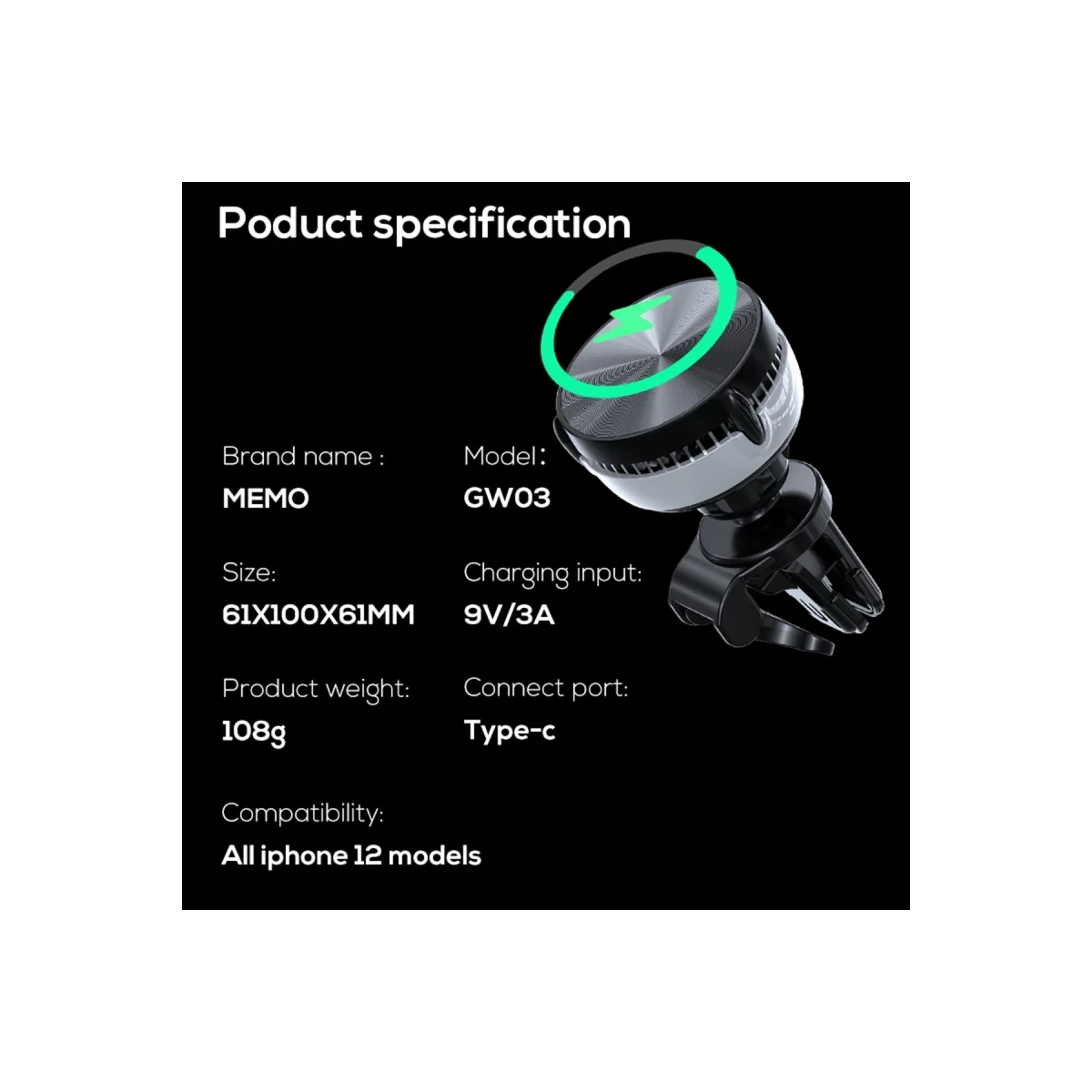 Newface Memo GW03 MagSafe Car Mount
