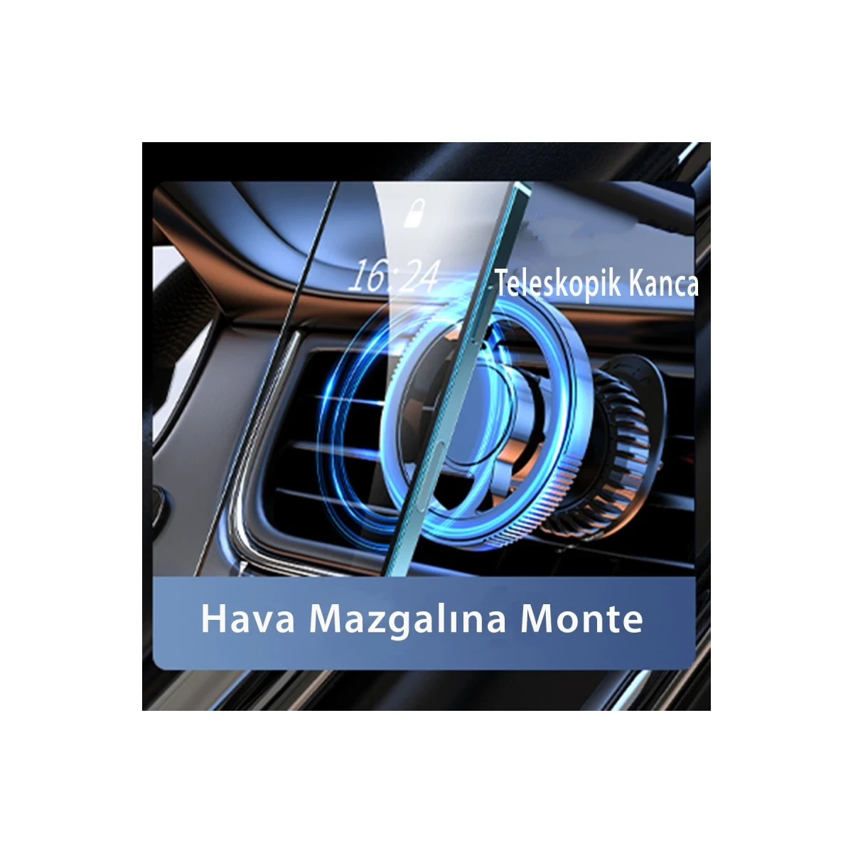 newface-q40-ayarlanabilir-izgara-klipsli-manyetik-magsafe-arac-tutucu-siyah-square-1 Newface Q40 Adjustable Magnetic MagSafe Car Mount with Clip - Black