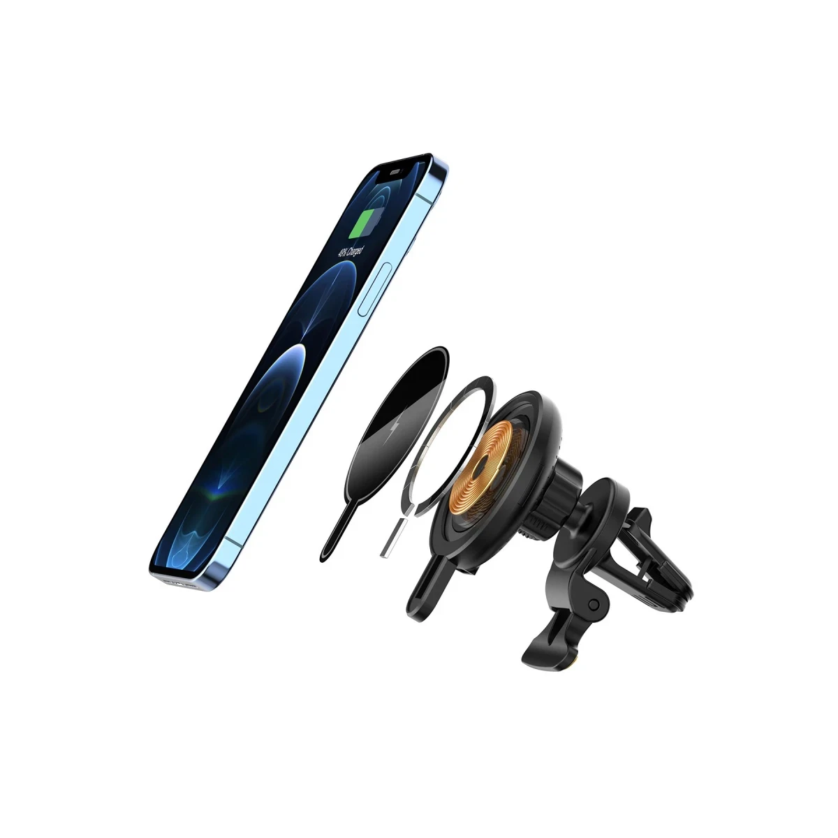 newface-t9-magneticsafe-arac-tutucu-square-5 Newface T9 15W MagSafe Car Mount - Black